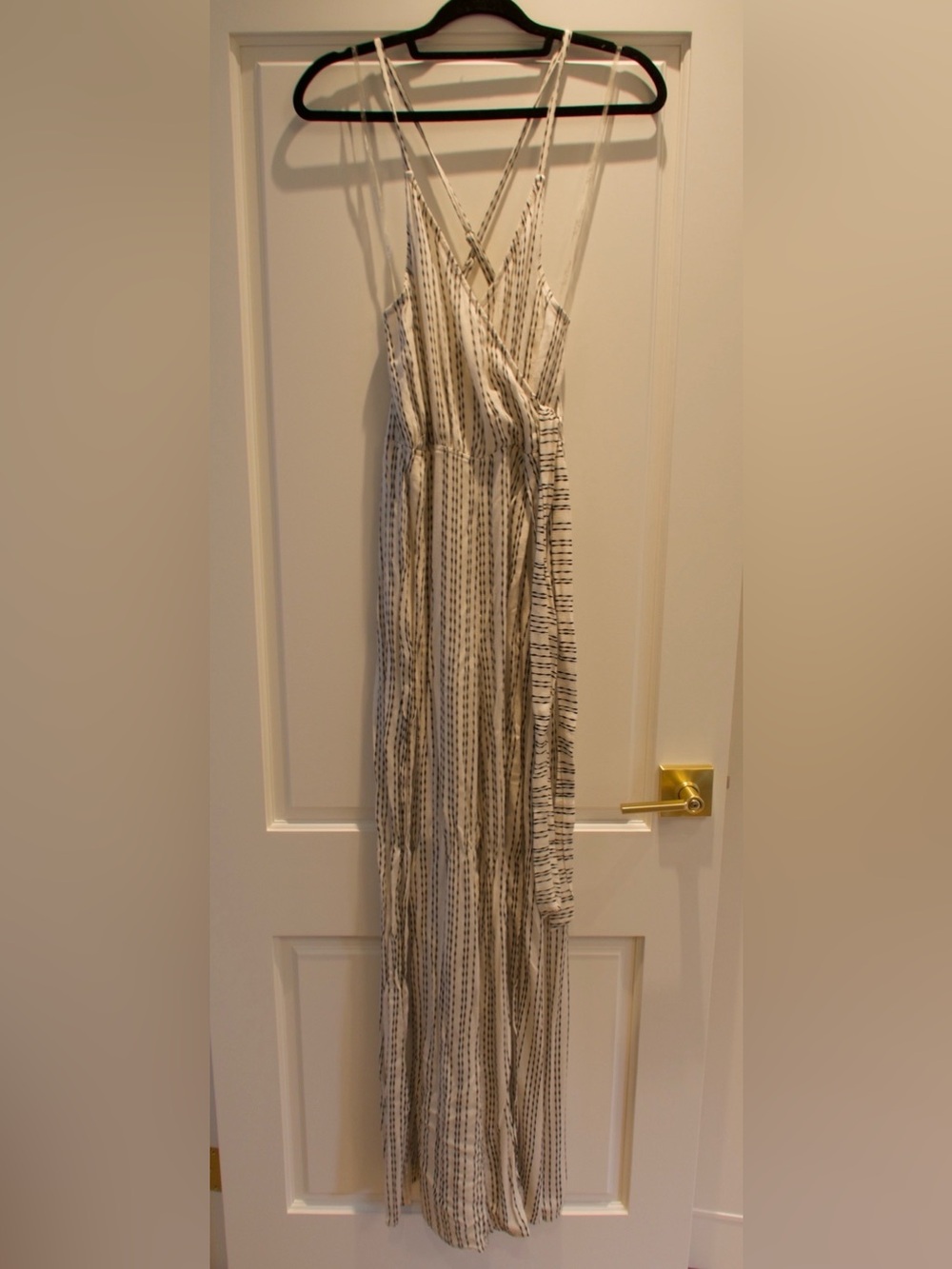 Cream and Black Striped Jumpsuit